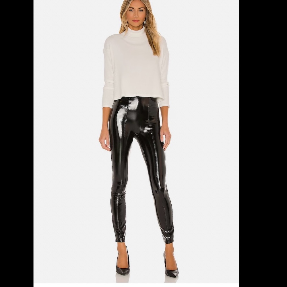 Spanx Faux Patent Leather Leggings in Black  Shiny High Rise Ankle